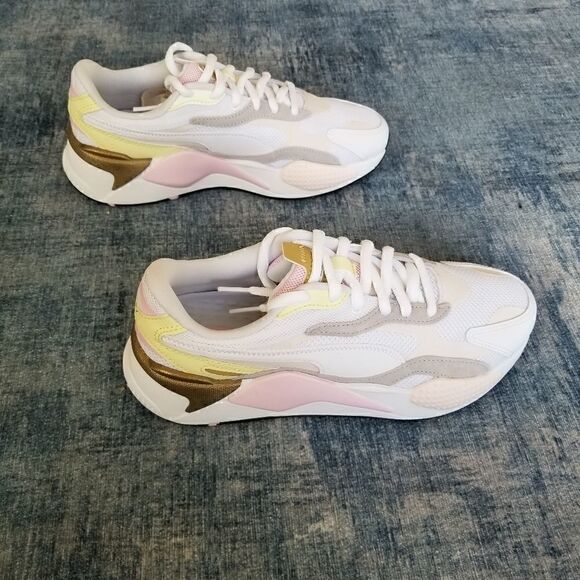 New in Box! Mens Puma RS - X Puzzle V2 Pearl White Yellow Athletic Shoes 8 - Picture 7 of 10